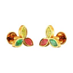 Joyalukkas 22k (916) 3 petal Studs Earrings Gold Earrings For Women-image-1