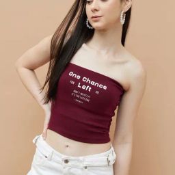 Ginger By Lifestyle Wine Cotton Regular Fit Printed Crop Top-picture-16