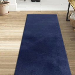 Obsessions Navy Blue Solid Machine Made Runner - Small-14