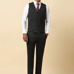 Allen Solly Black Slim Fit Three Piece Suit-image-16