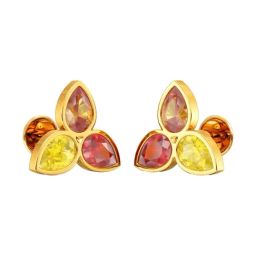Joyalukkas 22k (916) Radiant Trio Petals Gold Earrings For Women-image-88