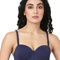 BLOSSOM Navy Medium Coverage Demi Cup Bra-image-49