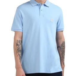 Tommy Hilfiger Light Blue Cotton Solid Men Regular Fit Polo T-Shirt-image-85