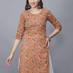 ETRAANA Printed Pure Cotton Round Neck Kurta-image-88