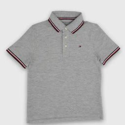 TOMMY HILFIGER Boys Grey Cotton Solid Polo T-Shirt-picture-33