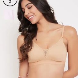 Clovia Beige & White Full Coverage T-Shirt Bra (Pack Of 2)-picture-43