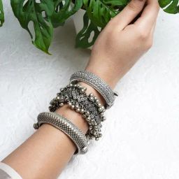 Teejh Silver-Plated Ruhani Stacked Bracelets for Women - Set of 3-39