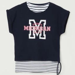 Fame Forever by Lifestyle Kids Navy & White Cotton Printed T-Shirt Set-image-61