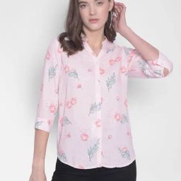 Crimsoune Club Pink Floral Print Shirt-image-61