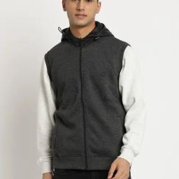 Turtle Grey Regular Fit Self Pattern Hooded Sweatshirt-picture-42