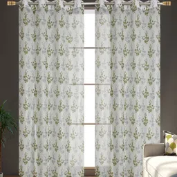 Galaxy Home Decor Green Set of 2 Floral Sheer Door Curtain-image-48