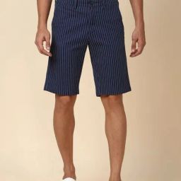 Allen Solly Navy Slim Fit Striped Shorts-picture-23