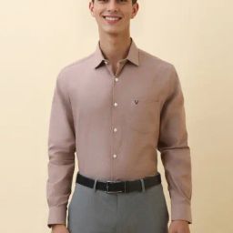 Allen Solly Brown Cotton Slim Fit Texture Shirt-picture-33