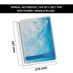 Pragya Spiral A4 Single Ruled Notebook 58/60 GSM 400 Pages with 21x29.7 cm (Pack of 4) image 2