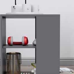 HEXA RED Grey Engineered Wood Bedside Table-14