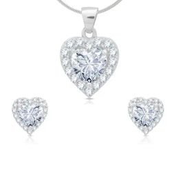 Anayra 92.5 Sterling Silver Heart Shape Pendant Earring Set-picture-20