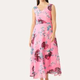 Deewa Pink Floral Print A-Line Dress-image-1