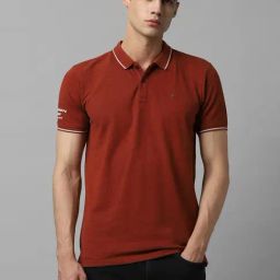 Louis Philippe Jeans Maroon Cotton Slim Fit Polo T-Shirt-picture-36