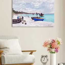 Art Street The Beach At Sainte-Addressee Sea Printed Blue Engineered Wood Wall Art-picture-21