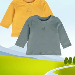 MINIKLUB Kids Yellow & Green Printed Full Sleeves T-Shirt (Pack Of 2)-image-74