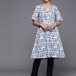 Biba Ethnic Motifs Printed Pure Cotton Kurta With Belt-image-26