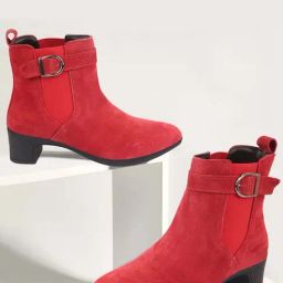 Fausto Women's Red Chelsea Boots-image-17
