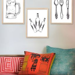 Kotart White & Black 3 Pieces Wooden Restaurant Painting Wall Arts-picture-18