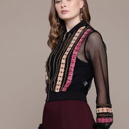 Label Ritu Kumar Embellished Mesh Open Front Jacket image 5
