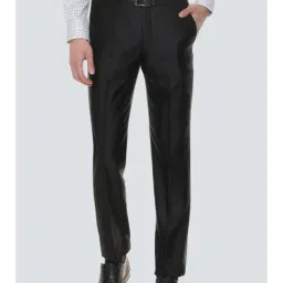 Louis Philippe Black Regular Fit Formal Flat Front Trousers-image-28