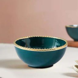 Nestasia Premium Quality Green With Gold Rim Ceramic Bowl For Serving Snacks & Soup (300 ml)-picture-25