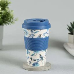 India Circus by Krsnaa Mehta Blue Bamboo Fibre Azur Blooms Frankie Cup (0.45 L)-13
