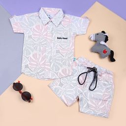 V-Mart Boys Printed Pure Cotton Shirt With Shorts-53