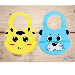 The Little Lookers Infant Pack Of 2 Blue & Yellow Printed Bibs-picture-29