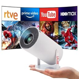 rfv1 Portable Mini Projector, 4K 1080P Full HD Projector, Support Video Projector, WiFi 5G BT 5.0, Cinema Projector 180°Rotated, Android 11, Compatible with TV Stick/Windows/iOS/Android (White) image 1