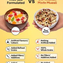 True Elements Crunchy Nuts & Berries Muesli 1kg | Cereal for Breakfast | Diet Food | No Malt extract, Corn flakes or grain flour | No Sugar Candied Fruits | Has Almonds & Cranberries | Healthy breakfast image 4