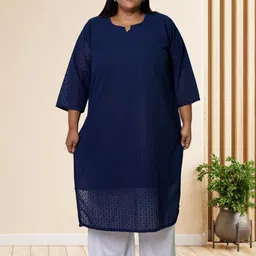 myplusfashion Women Ethnic Motifs Embroidered Chikankari Georgette Kurta-picture-17
