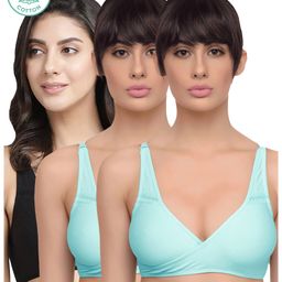 Inner Sense Organic Antimicrobial Sleeping Feeding Bra Pack Of 3 - Blue Black-image-15