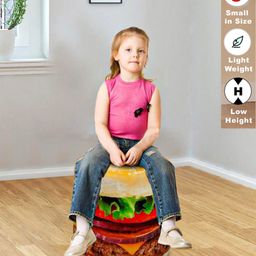 Small Size Burger Shape Kids Stool Cover (Without Beans) - Multicolor-picture-24