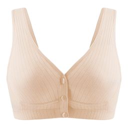 MOMISY Wirefree Cotton Front Button Closure Maternity Nursing Bra - Peach-image-68