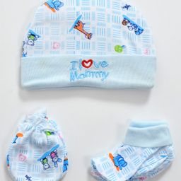JARS Collections 100% Cotton Cap Mittens And Booties Blue - Diameter 11.5 cm-picture-27