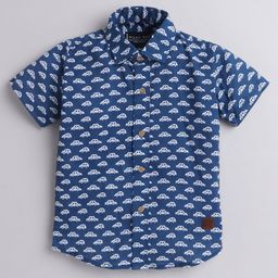 Polka Tots Half Sleeves Cars Printed Shirt - Blue-image-16