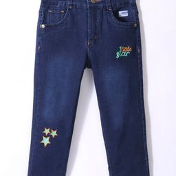 Olio Kids Denim Full Length  Jeans with Embroidery Detailing -  Deep Blue-picture-12