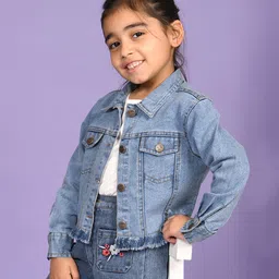 Superminis Full Sleeves Solid Denim Jacket - Light Blue-picture-45