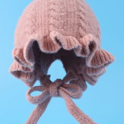 Babyhug Cable Knitted Woollen Cap with Knot - Pink-image-45