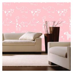 Jaamso Royals Pink Colour With Animal Design Self Adhesive Home Décor Wallpaper (1000 cm X 45 cm)-image-63