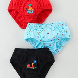 Tango Single Jersey Knit Briefs with Scooter Print Pack of 3 - Multicolour-15