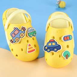Oh! Pair Back Strap Closure Slip On Clogs with Vehicle Applique - Yellow-image-13