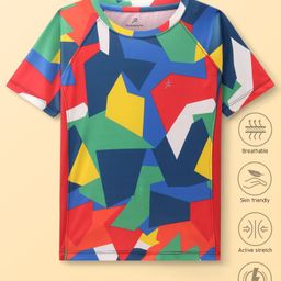 Pine Active Half Sleeves Abstract Printed T-Shirt - Multicolor-image-90
