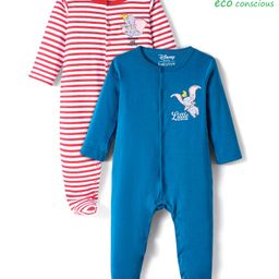 Babyoye Disney Interlock Full Sleeves Footed Sleepsuit With Dumbo Graphic Set Of 2 - Blue & Pink-image-60