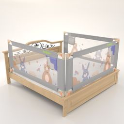 BAYBEE Baby Bed Rail Guard for Baby Toddlers Safety, Portable Kids Bed Rail Safeguard Fence with Adjustable Height | Foldable Single Side Bed Protector for Newborn Baby (Pack of 3, Light Grey, 150x80cm)-image-41